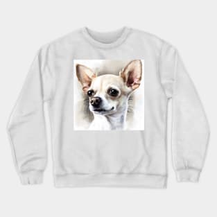 White and Tan Chihuahua Portrait Watercolor Style Crewneck Sweatshirt